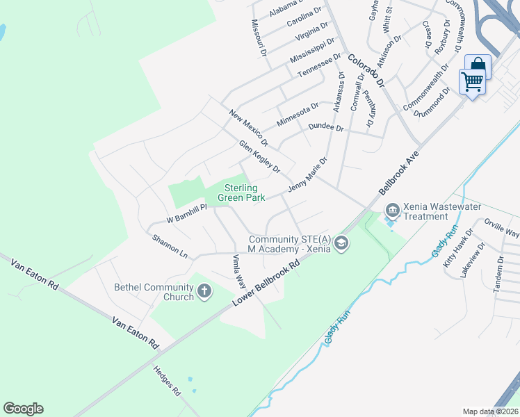 map of restaurants, bars, coffee shops, grocery stores, and more near 2733 Jenny Marie Drive in Xenia