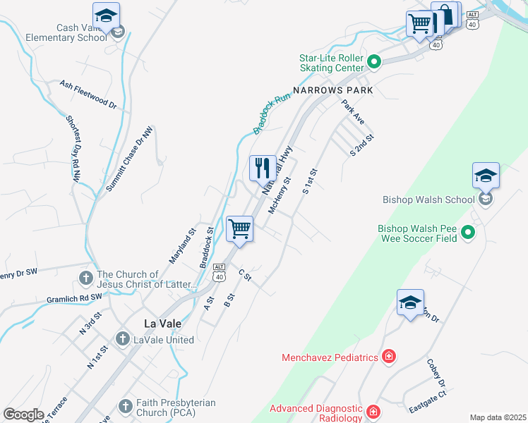 map of restaurants, bars, coffee shops, grocery stores, and more near in Cumberland