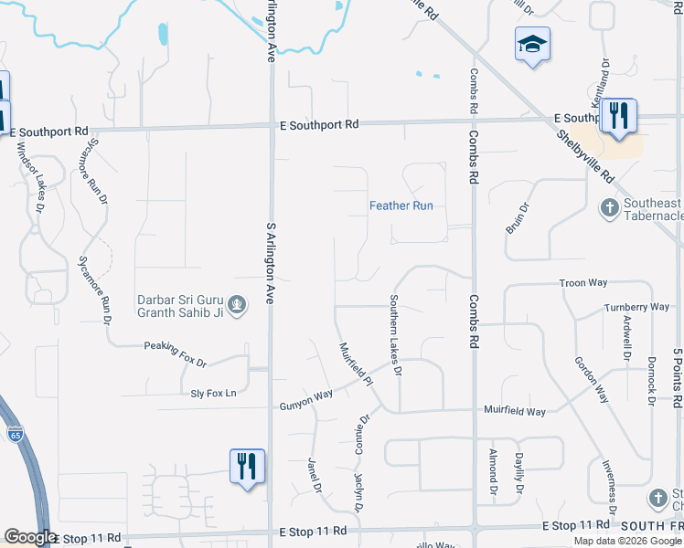 map of restaurants, bars, coffee shops, grocery stores, and more near 7236 Muirfield Place in Indianapolis
