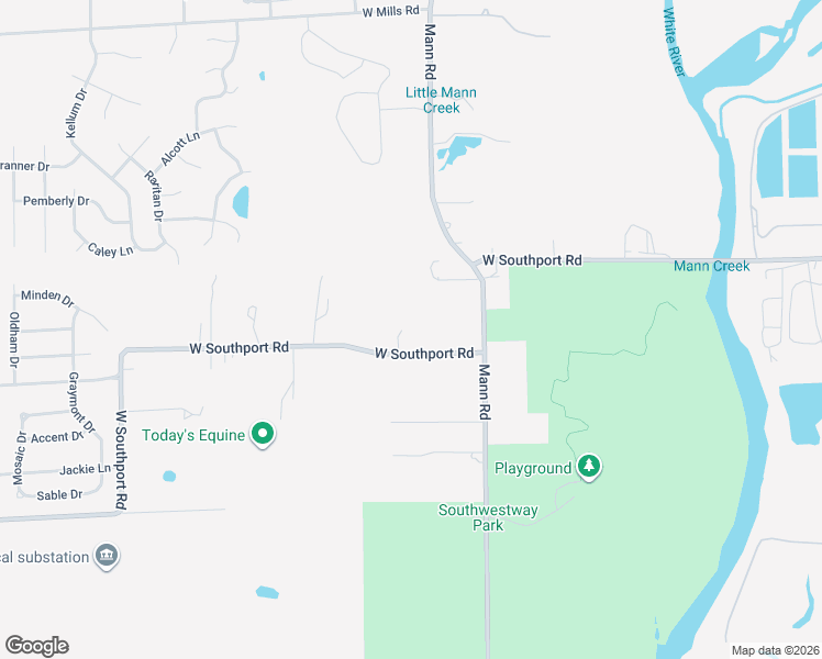 map of restaurants, bars, coffee shops, grocery stores, and more near 5200 West Southport Road in Indianapolis