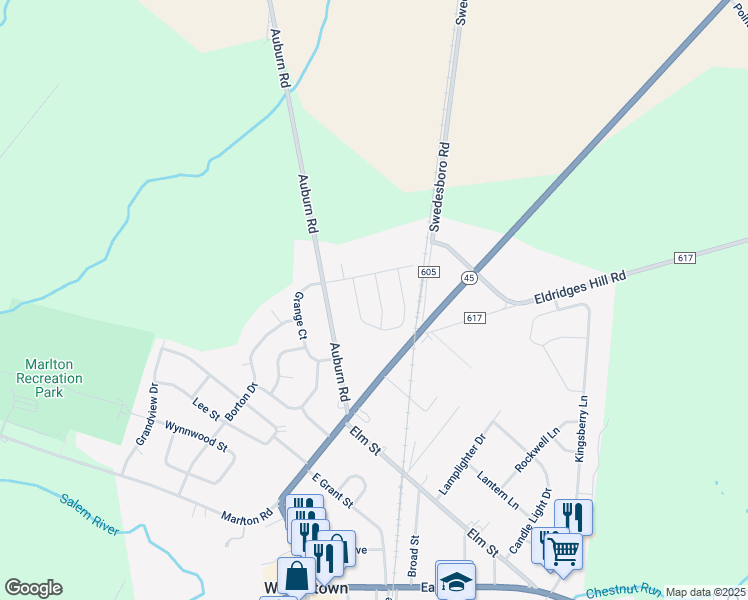 map of restaurants, bars, coffee shops, grocery stores, and more near 9 Heather Drive in Pilesgrove