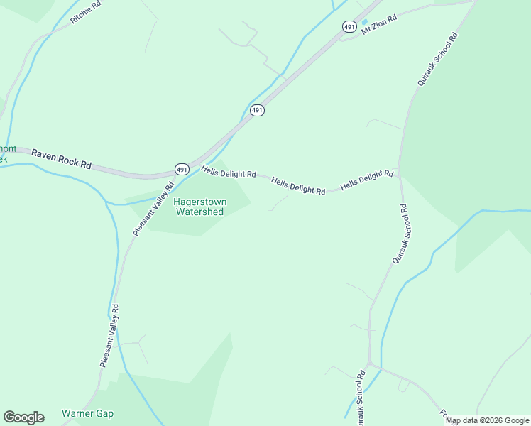 map of restaurants, bars, coffee shops, grocery stores, and more near 24607 Hells Delight Road in Smithsburg