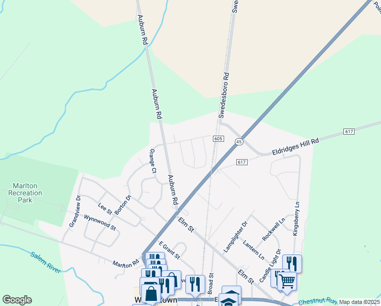 map of restaurants, bars, coffee shops, grocery stores, and more near 9 Heather Drive in Pilesgrove
