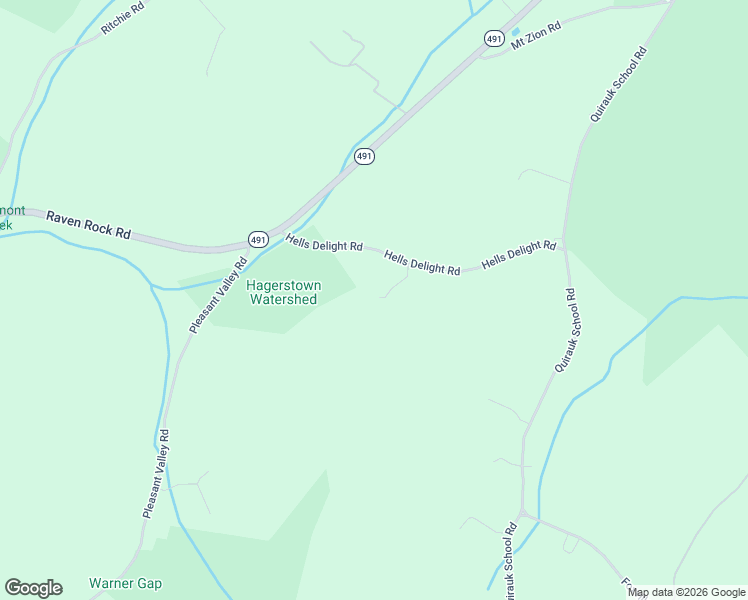 map of restaurants, bars, coffee shops, grocery stores, and more near 24607 Hells Delight Road in Smithsburg