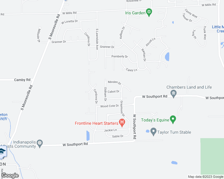 map of restaurants, bars, coffee shops, grocery stores, and more near 5902 Cabot Drive in Indianapolis