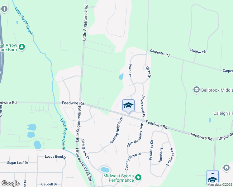 map of restaurants, bars, coffee shops, grocery stores, and more near 3870 Feedwire Road in Dayton