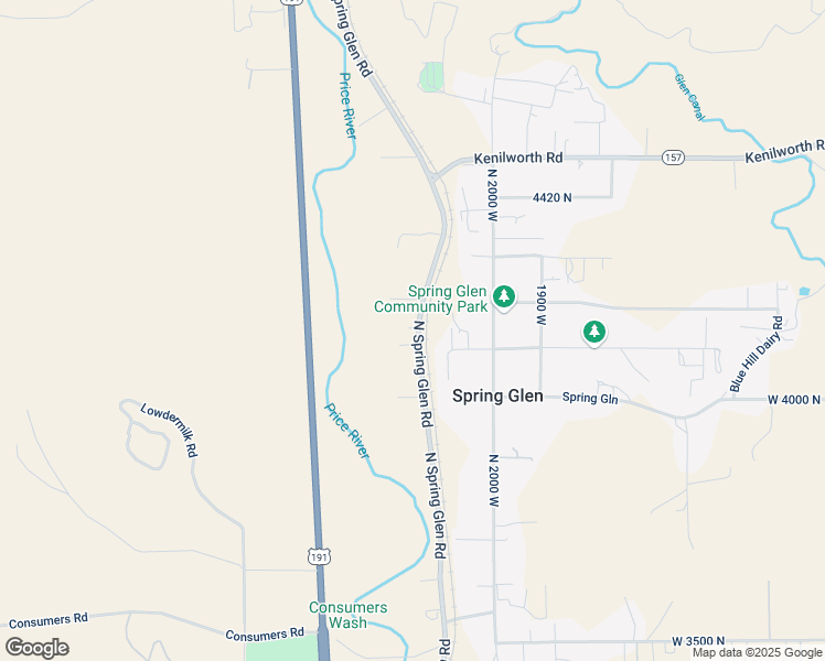 map of restaurants, bars, coffee shops, grocery stores, and more near 4119 North Spring Glen Road in Helper