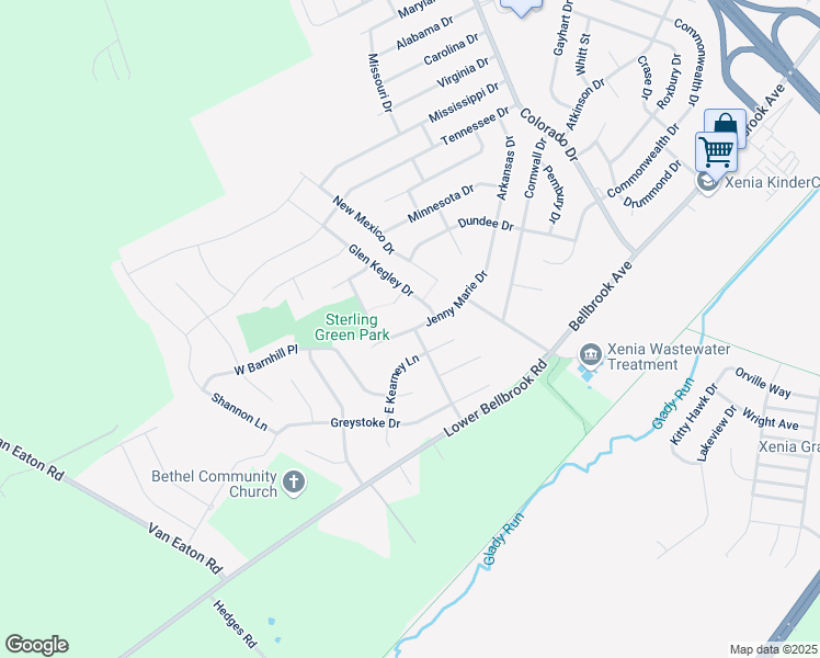 map of restaurants, bars, coffee shops, grocery stores, and more near 2688 Jenny Marie Drive in Xenia