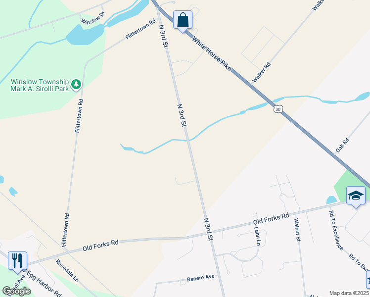 map of restaurants, bars, coffee shops, grocery stores, and more near 829 Wiltsey's Mill Road in Hammonton