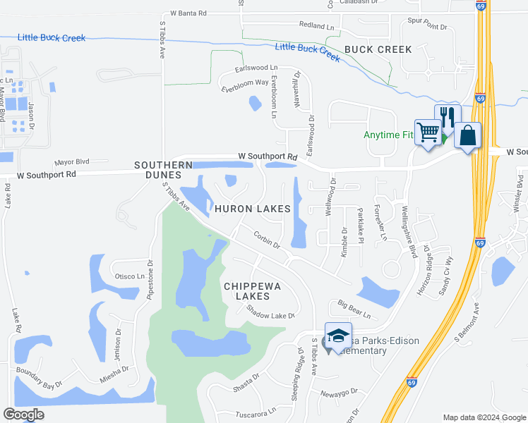 map of restaurants, bars, coffee shops, grocery stores, and more near 3014 Tapwood Lane in Indianapolis