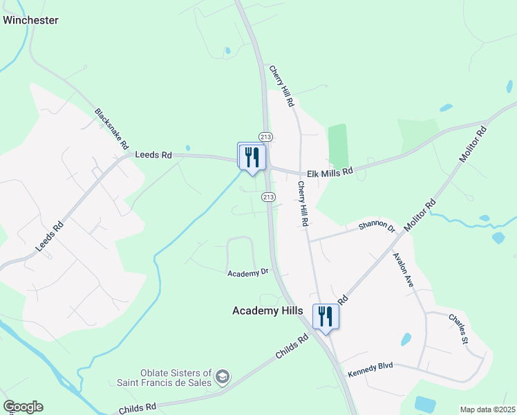 map of restaurants, bars, coffee shops, grocery stores, and more near 13 Doris Drive in Elkton