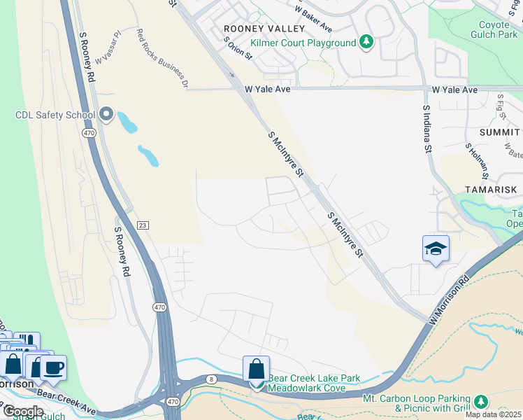 map of restaurants, bars, coffee shops, grocery stores, and more near West Cornell Avenue in Morrison