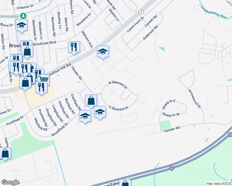 map of restaurants, bars, coffee shops, grocery stores, and more near 19 Noble Court in Newark