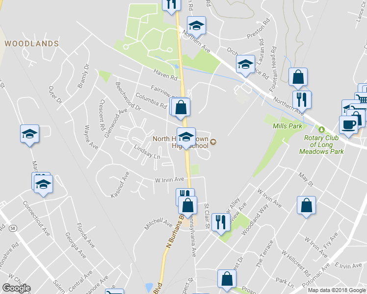 map of restaurants, bars, coffee shops, grocery stores, and more near 1206 Garst Court in Hagerstown
