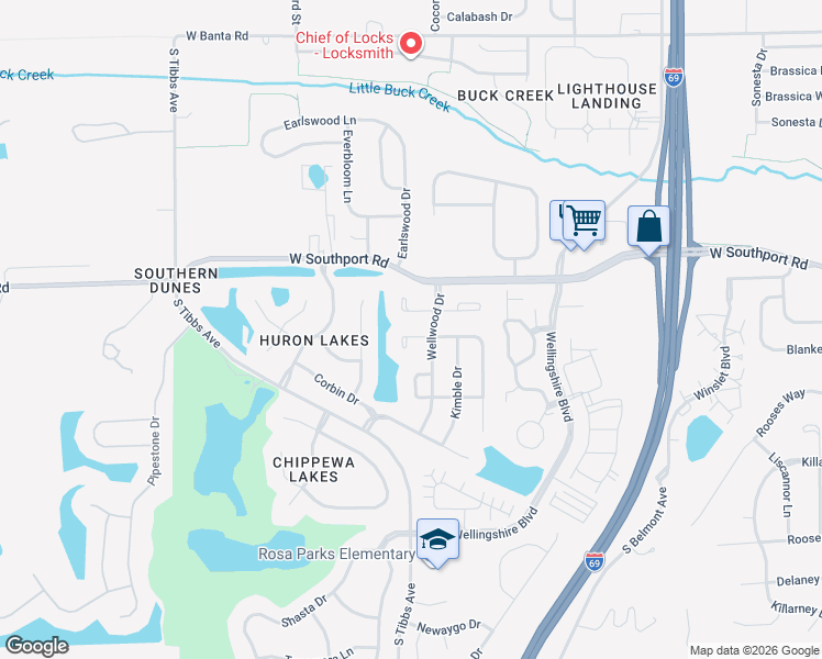map of restaurants, bars, coffee shops, grocery stores, and more near 2734 Mingo Court in Indianapolis