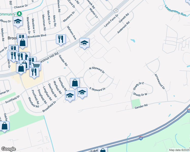 map of restaurants, bars, coffee shops, grocery stores, and more near 19 Noble Court in Newark