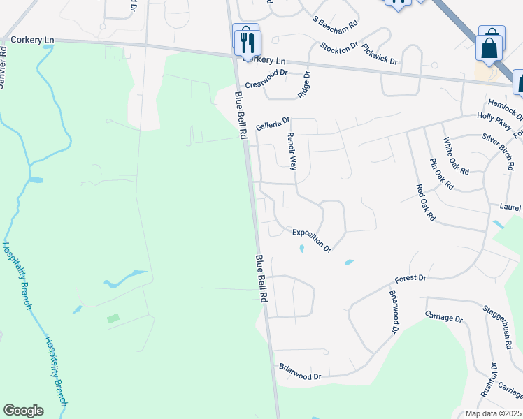 map of restaurants, bars, coffee shops, grocery stores, and more near 813 Van Gogh Court in Monroe