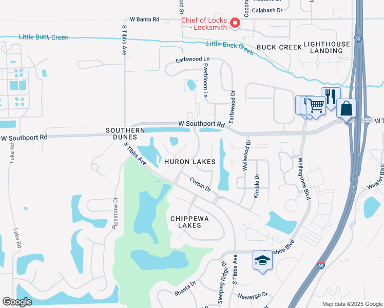 map of restaurants, bars, coffee shops, grocery stores, and more near 3014 Tapwood Lane in Indianapolis