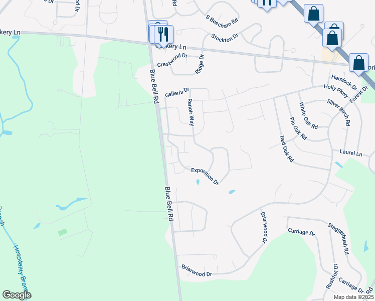 map of restaurants, bars, coffee shops, grocery stores, and more near Raphael Court in Monroe Township