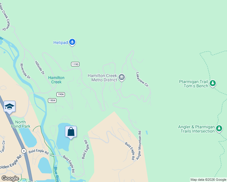map of restaurants, bars, coffee shops, grocery stores, and more near 1762 Hamilton Creek Road in Silverthorne