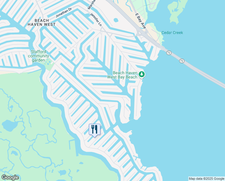 map of restaurants, bars, coffee shops, grocery stores, and more near 59 Willard Drive in Stafford Township