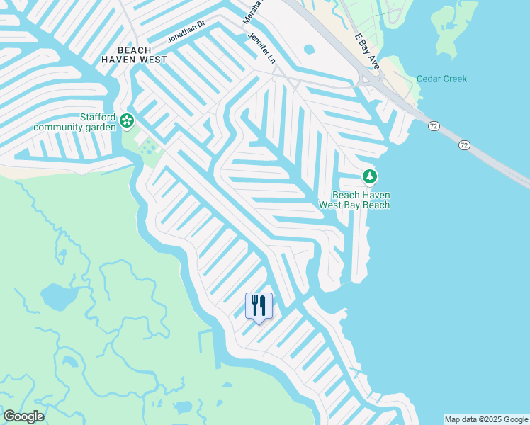 map of restaurants, bars, coffee shops, grocery stores, and more near 331 Morris Boulevard in Stafford Township