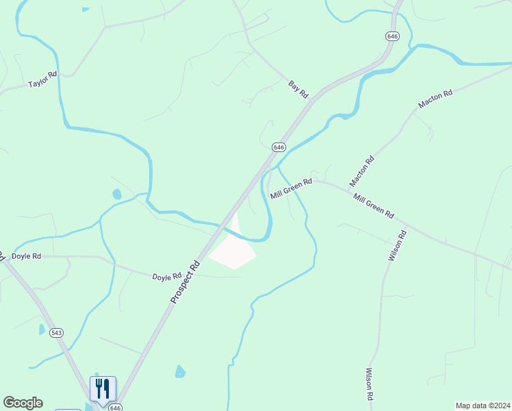 map of restaurants, bars, coffee shops, grocery stores, and more near 3660 Mill Green Road in Street