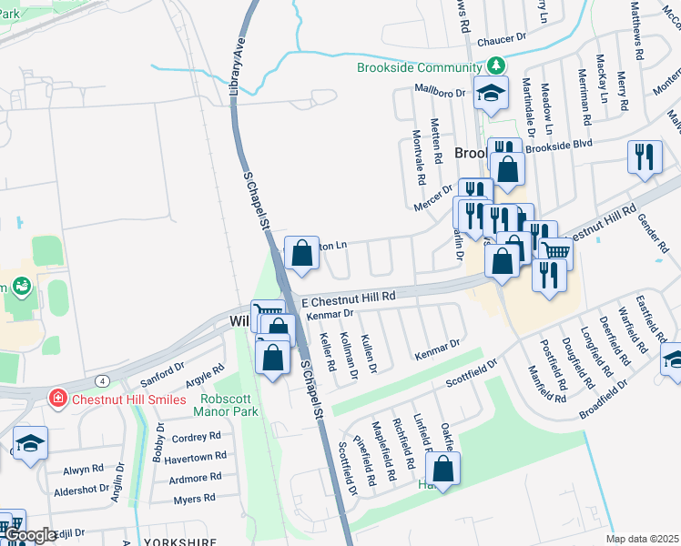map of restaurants, bars, coffee shops, grocery stores, and more near 21 Korda Drive in Newark