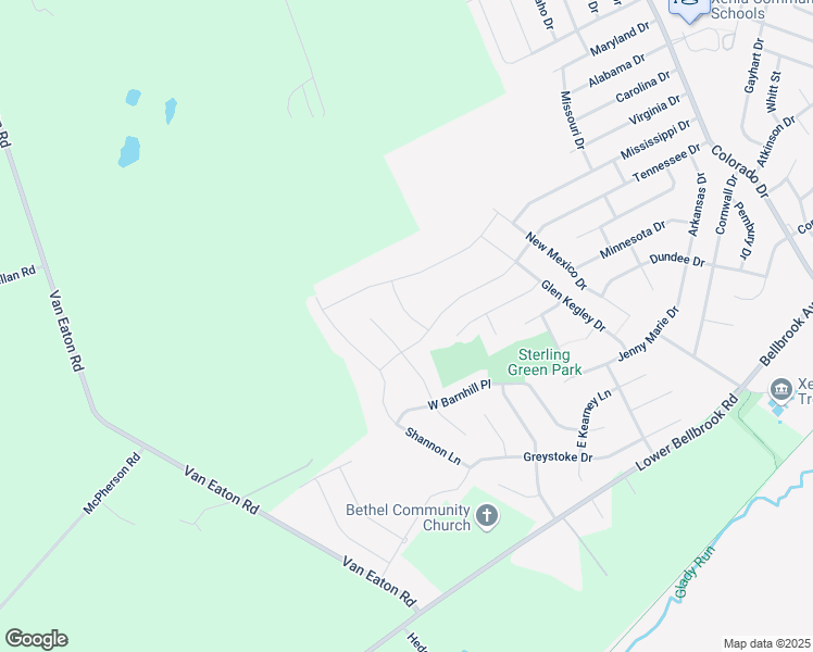 map of restaurants, bars, coffee shops, grocery stores, and more near 2714 Tennessee Drive in Xenia