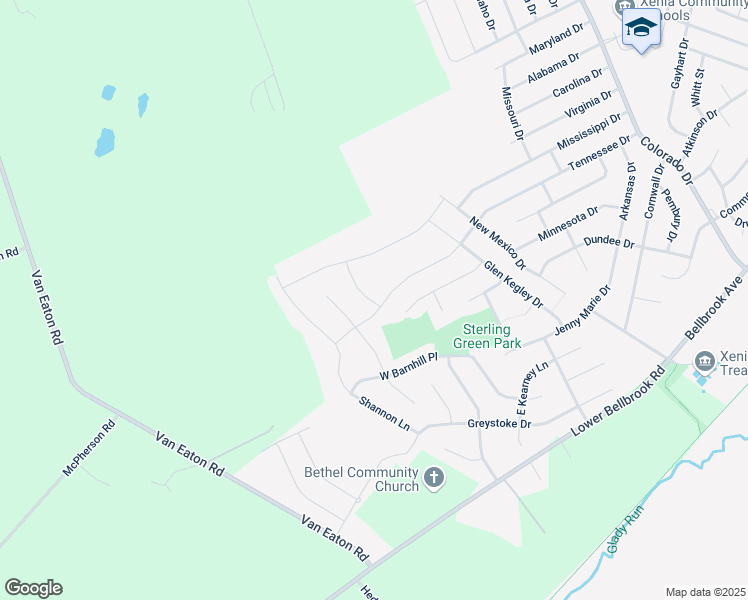 map of restaurants, bars, coffee shops, grocery stores, and more near 2714 Tennessee Drive in Xenia