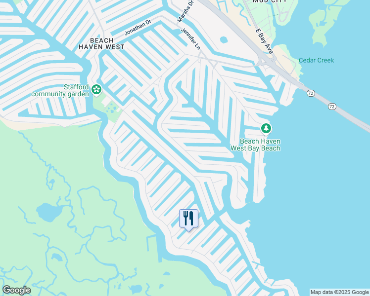 map of restaurants, bars, coffee shops, grocery stores, and more near 331 Morris Boulevard in Stafford Township