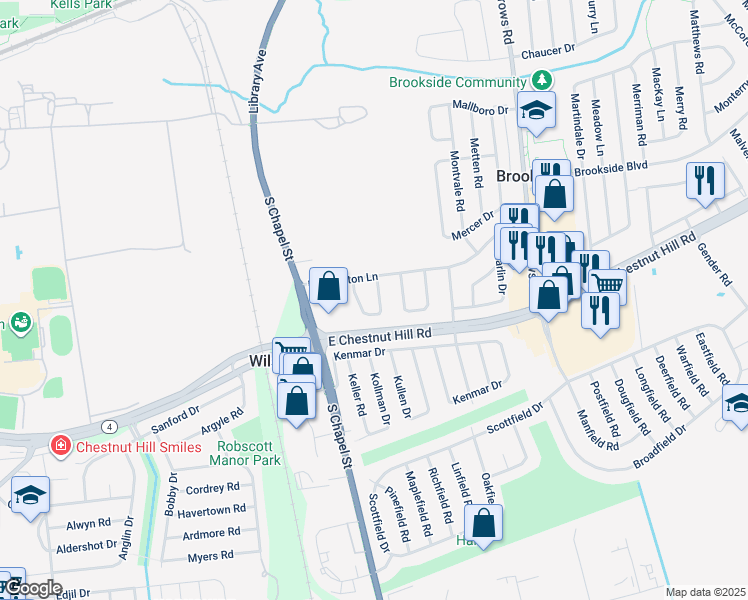 map of restaurants, bars, coffee shops, grocery stores, and more near 21 Korda Drive in Newark