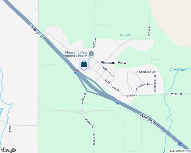 map of restaurants, bars, coffee shops, grocery stores, and more near 12731 Southeastern Avenue in Fairland
