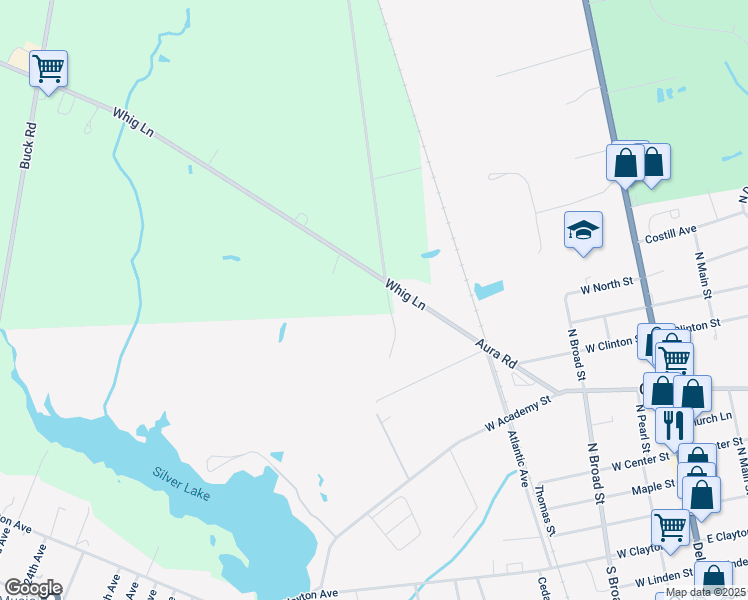 map of restaurants, bars, coffee shops, grocery stores, and more near 410 Whig Lane in Glassboro