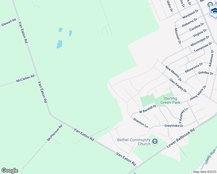 map of restaurants, bars, coffee shops, grocery stores, and more near 1114 Shannon Lane in Xenia