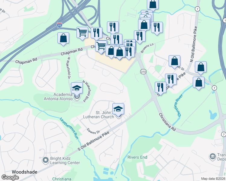 map of restaurants, bars, coffee shops, grocery stores, and more near 622 Jacobsen Circle in Newark