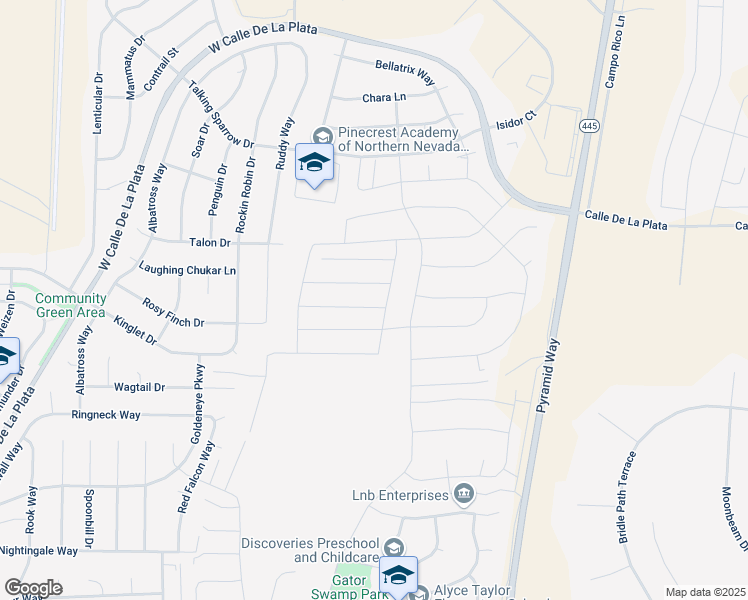 map of restaurants, bars, coffee shops, grocery stores, and more near 2102 Jordan meadows in Spanish Springs