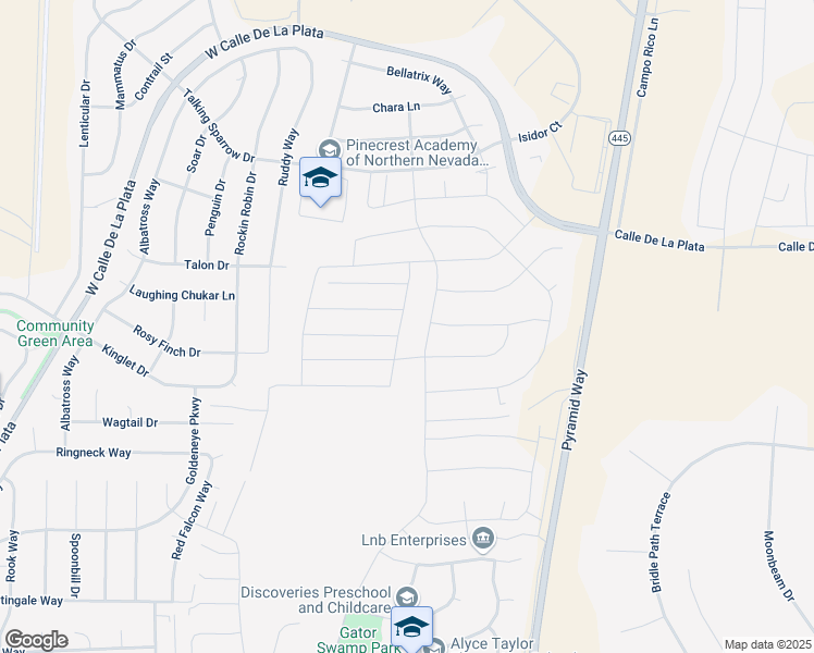 map of restaurants, bars, coffee shops, grocery stores, and more near 2102 Jordan meadows dr in Spanish Springs