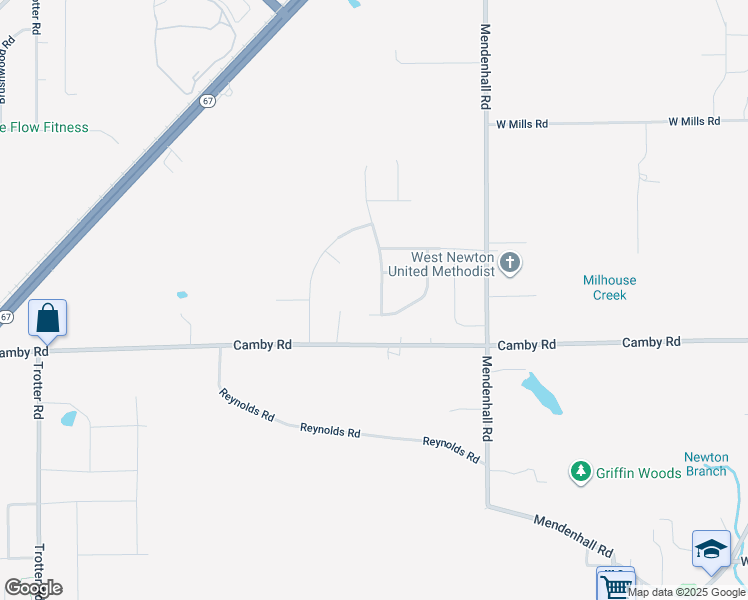 map of restaurants, bars, coffee shops, grocery stores, and more near 7700 Camby Road in Indianapolis