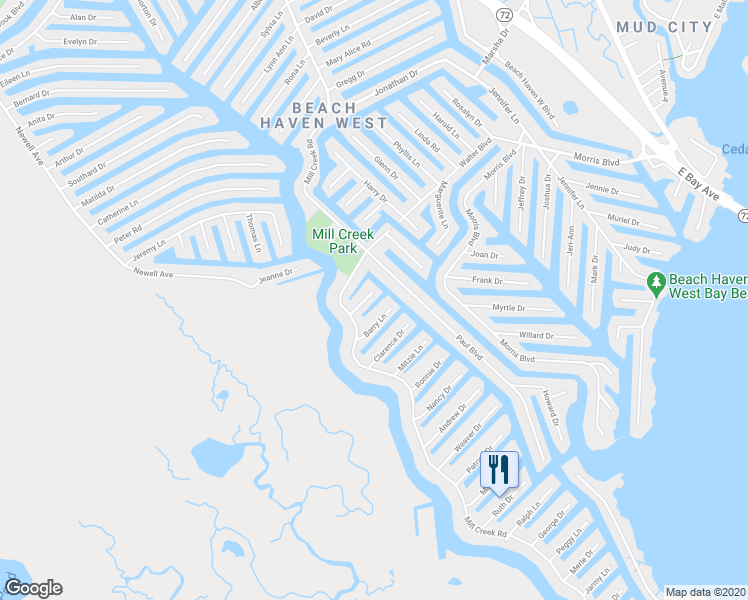 map of restaurants, bars, coffee shops, grocery stores, and more near 27 Shirley Lane in Stafford Township