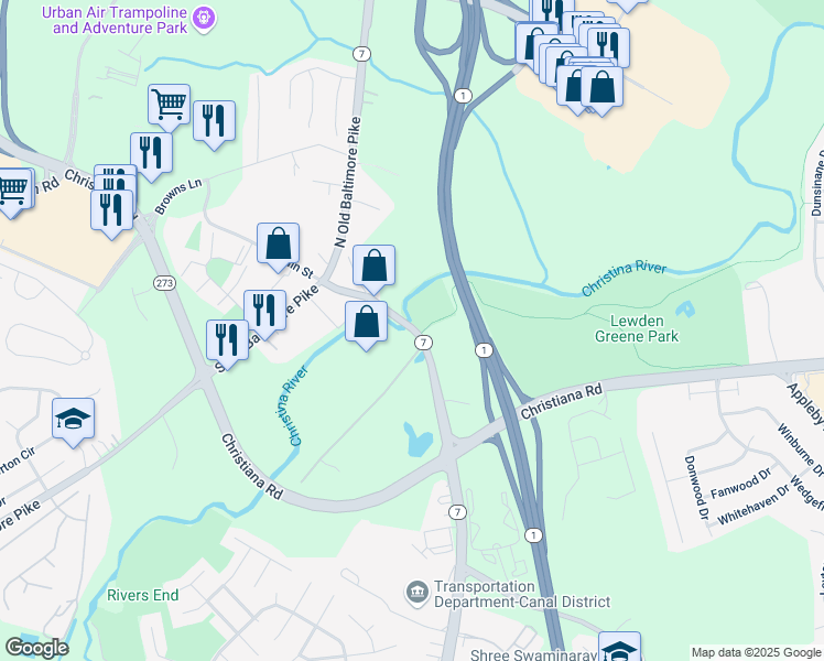 map of restaurants, bars, coffee shops, grocery stores, and more near 94 East Main Street in Newark