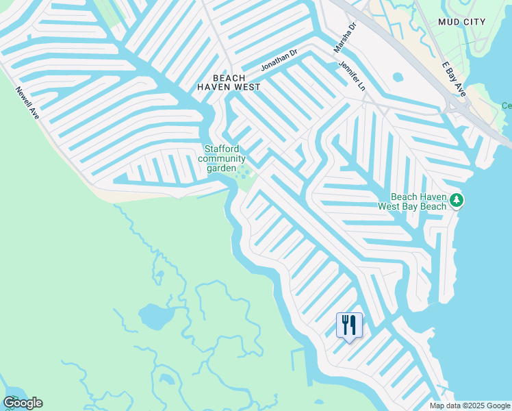 map of restaurants, bars, coffee shops, grocery stores, and more near 24 Shirley Lane in Stafford Township