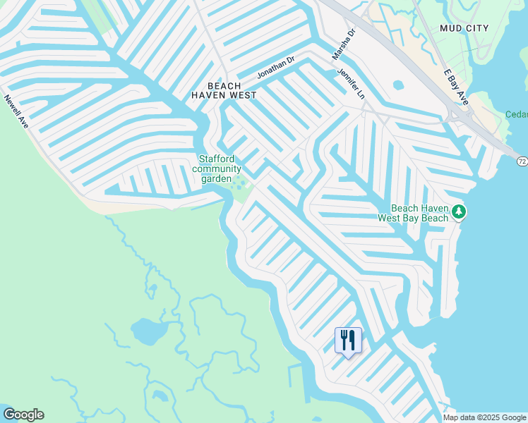 map of restaurants, bars, coffee shops, grocery stores, and more near 39 Shirley Lane in Stafford Township