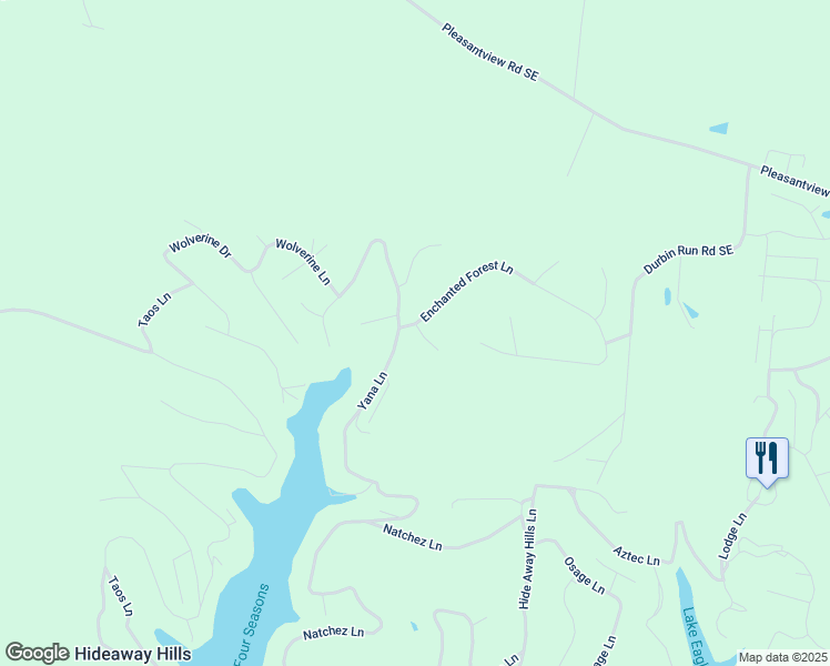 map of restaurants, bars, coffee shops, grocery stores, and more near 2047 2048 Montezuma Lane Southeast in Sugar Grove