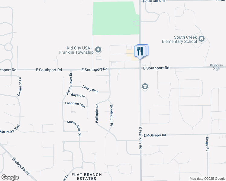 map of restaurants, bars, coffee shops, grocery stores, and more near 7135 Hartington Place in Indianapolis