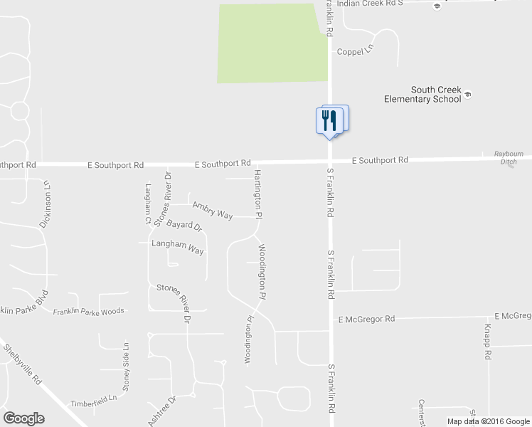 map of restaurants, bars, coffee shops, grocery stores, and more near 7135 Hartington Place in Indianapolis