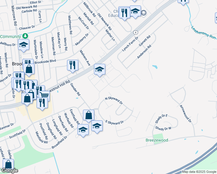 map of restaurants, bars, coffee shops, grocery stores, and more near 431 Tree Of Heaven Way in Newark