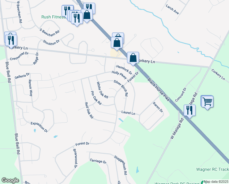 map of restaurants, bars, coffee shops, grocery stores, and more near 110 Palmer Court in Monroe