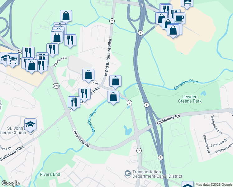 map of restaurants, bars, coffee shops, grocery stores, and more near 27 Water Street in Newark