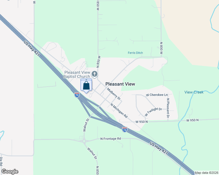 map of restaurants, bars, coffee shops, grocery stores, and more near 8471 West Sycamore Road in Fairland